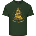 Steampunk Christmas Tree Mens Cotton T-Shirt Tee Top Forest Green