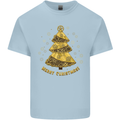 Steampunk Christmas Tree Mens Cotton T-Shirt Tee Top Light Blue