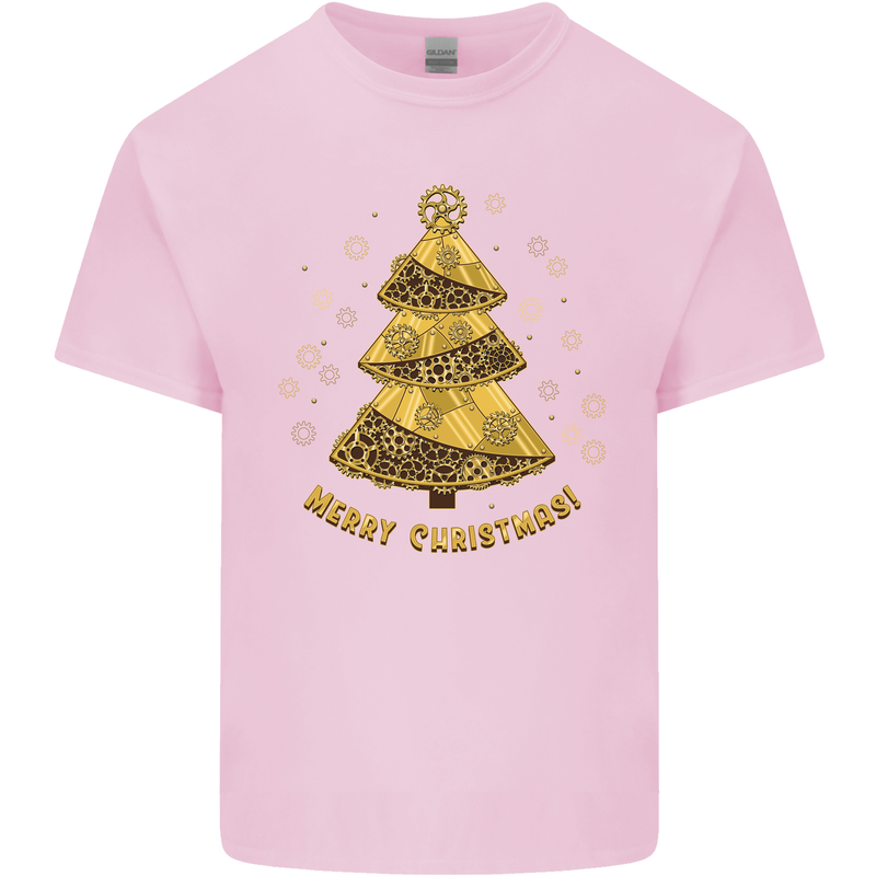 Steampunk Christmas Tree Mens Cotton T-Shirt Tee Top Light Pink