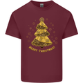 Steampunk Christmas Tree Mens Cotton T-Shirt Tee Top Maroon