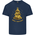 Steampunk Christmas Tree Mens Cotton T-Shirt Tee Top Navy Blue