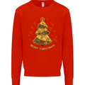 Steampunk Christmas Tree Mens Sweatshirt Jumper Bright Red