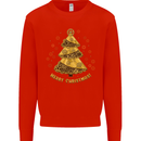 Steampunk Christmas Tree Mens Sweatshirt Jumper Bright Red