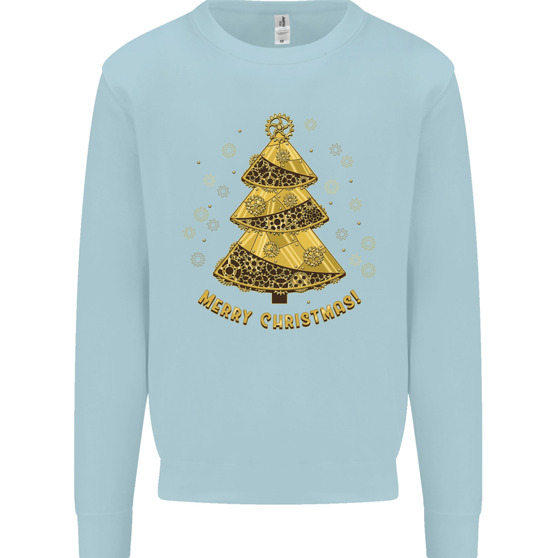 Steampunk Christmas Tree Mens Sweatshirt Jumper Light Blue