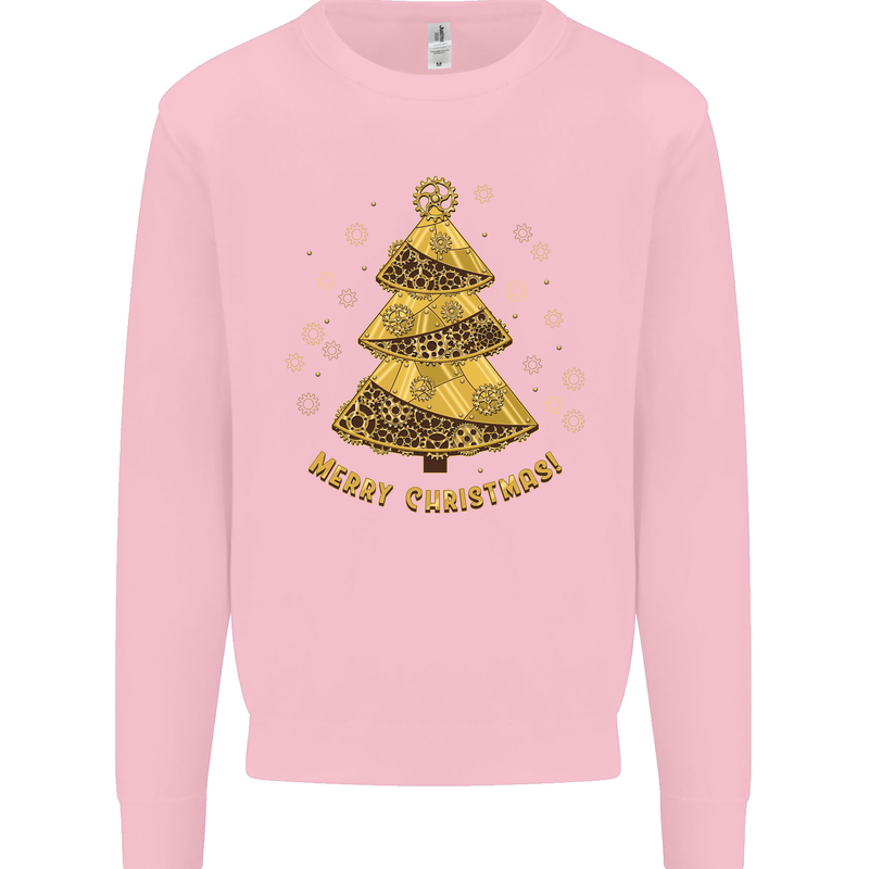 Steampunk Christmas Tree Mens Sweatshirt Jumper Light Pink