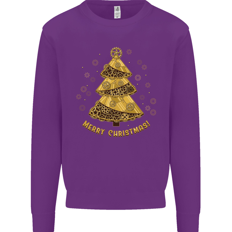 Steampunk Christmas Tree Mens Sweatshirt Jumper Purple