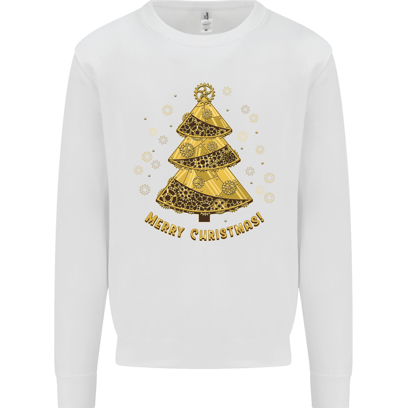 Steampunk Christmas Tree Mens Sweatshirt Jumper White