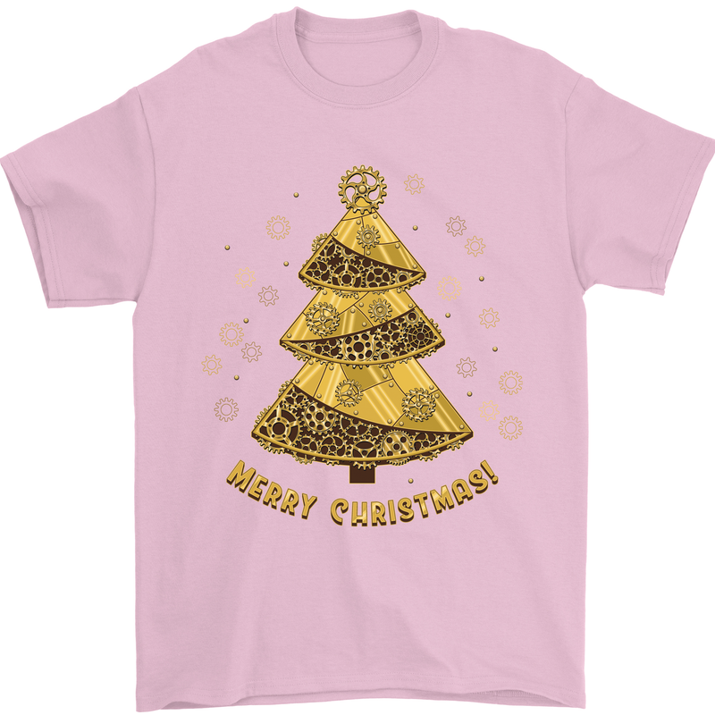 Steampunk Christmas Tree Mens T-Shirt Cotton Gildan Light Pink