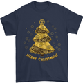 Steampunk Christmas Tree Mens T-Shirt Cotton Gildan Navy Blue