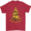 Steampunk Christmas Tree Mens T-Shirt Cotton Gildan Red
