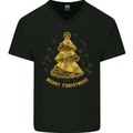 Steampunk Christmas Tree Mens V-Neck Cotton T-Shirt Black