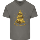 Steampunk Christmas Tree Mens V-Neck Cotton T-Shirt Charcoal