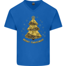 Steampunk Christmas Tree Mens V-Neck Cotton T-Shirt Royal Blue