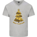 Steampunk Christmas Tree Mens V-Neck Cotton T-Shirt Sports Grey