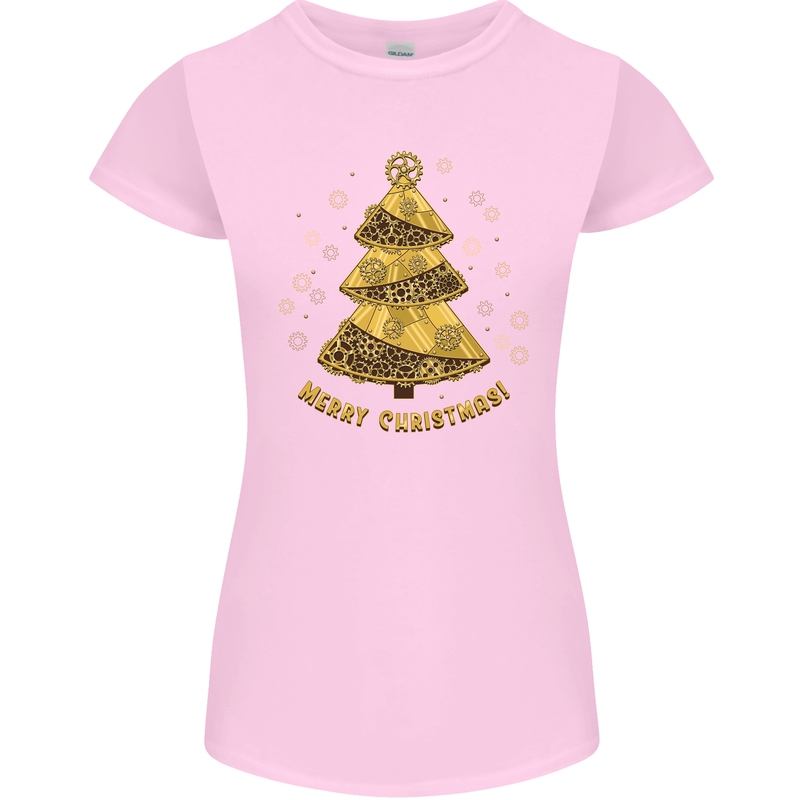Steampunk Christmas Tree Womens Petite Cut T-Shirt Light Pink