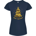 Steampunk Christmas Tree Womens Petite Cut T-Shirt Navy Blue