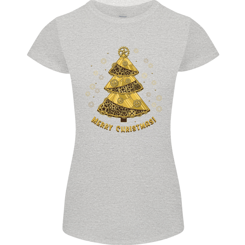 Steampunk Christmas Tree Womens Petite Cut T-Shirt Sports Grey