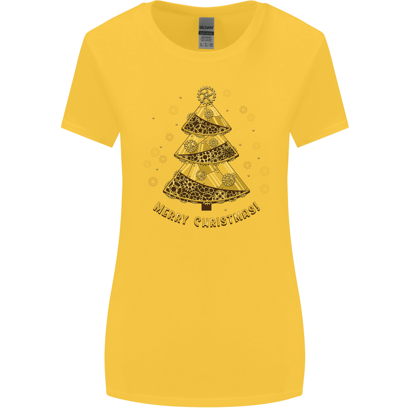 Steampunk Christmas Tree Womens Wider Cut T-Shirt Yellow