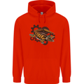 Steampunk Crocodile Alligator Childrens Kids Hoodie Bright Red