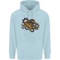 Steampunk Crocodile Alligator Childrens Kids Hoodie Light Blue