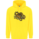 Steampunk Crocodile Alligator Childrens Kids Hoodie Yellow
