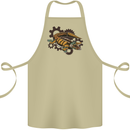 Steampunk Crocodile Alligator Cotton Apron 100% Organic Khaki