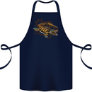 Steampunk Crocodile Alligator Cotton Apron 100% Organic Navy Blue