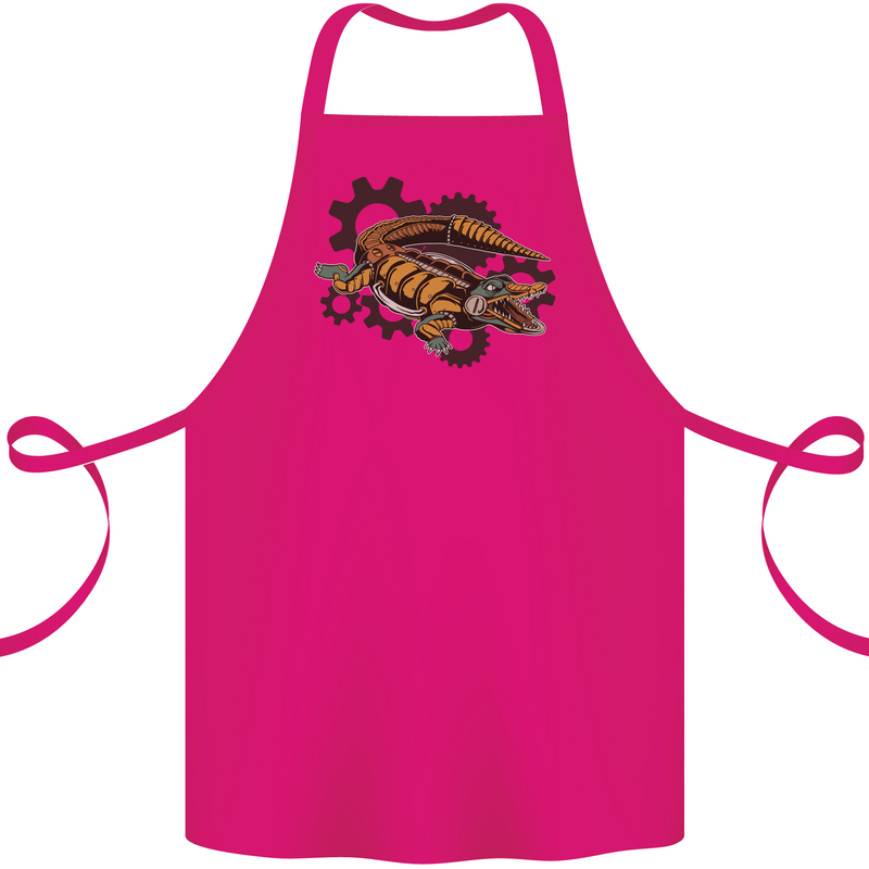 Steampunk Crocodile Alligator Cotton Apron 100% Organic Pink