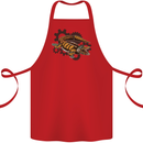 Steampunk Crocodile Alligator Cotton Apron 100% Organic Red