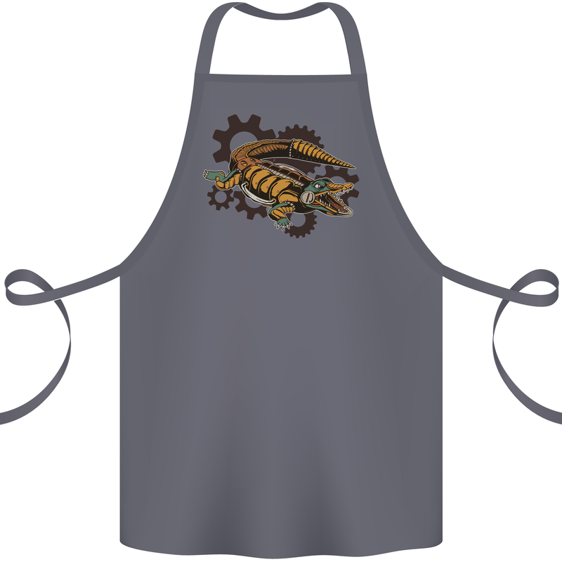Steampunk Crocodile Alligator Cotton Apron 100% Organic Steel
