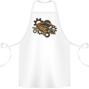 Steampunk Crocodile Alligator Cotton Apron 100% Organic White