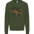 Steampunk Crocodile Alligator Kids Sweatshirt Jumper Forest Green
