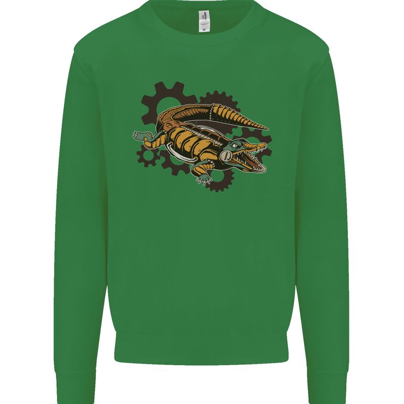 Steampunk Crocodile Alligator Kids Sweatshirt Jumper Irish Green