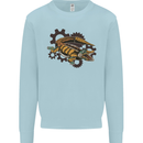 Steampunk Crocodile Alligator Kids Sweatshirt Jumper Light Blue