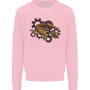 Steampunk Crocodile Alligator Kids Sweatshirt Jumper Light Pink
