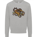 Steampunk Crocodile Alligator Kids Sweatshirt Jumper Sports Grey
