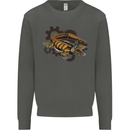 Steampunk Crocodile Alligator Kids Sweatshirt Jumper Storm Grey