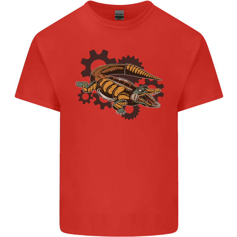 Steampunk Crocodile Alligator Kids T-Shirt Childrens Red