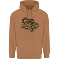 Steampunk Crocodile Alligator Mens 80% Cotton Hoodie Caramel Latte