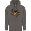 Steampunk Crocodile Alligator Mens 80% Cotton Hoodie Charcoal