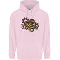 Steampunk Crocodile Alligator Mens 80% Cotton Hoodie Light Pink