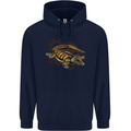Steampunk Crocodile Alligator Mens 80% Cotton Hoodie Navy Blue