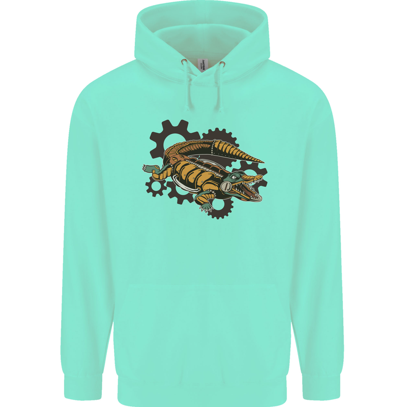 Steampunk Crocodile Alligator Mens 80% Cotton Hoodie Peppermint