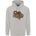 Steampunk Crocodile Alligator Mens 80% Cotton Hoodie Sports Grey