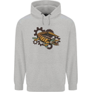 Steampunk Crocodile Alligator Mens 80% Cotton Hoodie Sports Grey