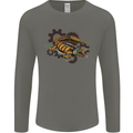 Steampunk Crocodile Alligator Mens Long Sleeve T-Shirt Charcoal