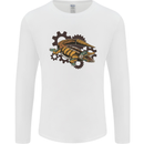 Steampunk Crocodile Alligator Mens Long Sleeve T-Shirt White