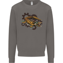 Steampunk Crocodile Alligator Mens Sweatshirt Jumper Charcoal