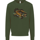 Steampunk Crocodile Alligator Mens Sweatshirt Jumper Forest Green