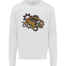 Steampunk Crocodile Alligator Mens Sweatshirt Jumper White